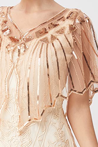 BABEYOND 1920s Shawl Wraps Sequin Beaded Evening Cape Bridal Shawl3