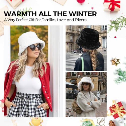 Bfons Faux Fur Winter Bucket Hat For Women Men Fluffy Warm Hat Women'S Furry Fisherman Cap For Casual thumb #6