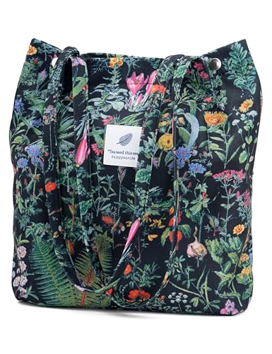Image of TOPASION Cute Corduroy Tote Bag Canvas Shoulder Handbags for Women Travel Shopping