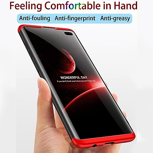 Image of Case for Galaxy S10 Plus, 3-in-1 Ultra-Thin Slim Hard PC Case Cover Anti-Scratches 360 Degree Full Body Protective Cover Compatible with Samsung Galaxy S10+ Plus (Red+Black+Red)