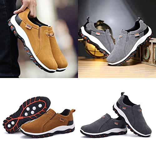Keilinia Men's Suede Waterproof Hiking Shoes,Outdoors Lightweight Comfy Arch Support Low-top Non-Slip Trekking Slip on Sneakers3