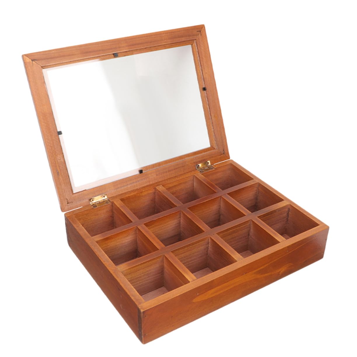 Mikinona Holz Teebeutel Organizer mit Transparentem Deckel Fächer Teebeutelbox Vielseitige Aufbewahrung für Tee und Snacks Klare Sicht für Zuhause und Büro