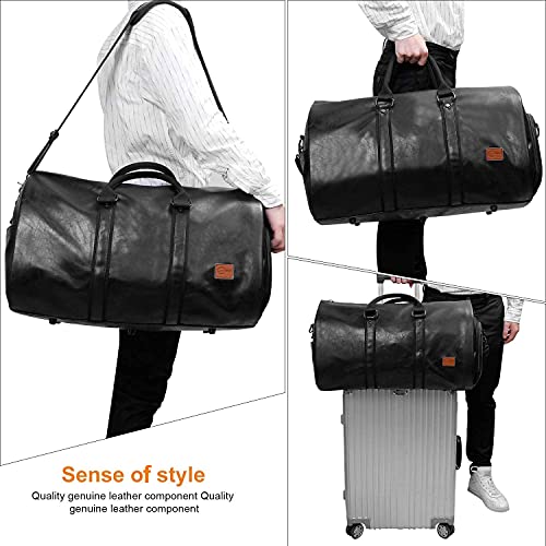 Image of seyfocnia Convertible Travel Garment Bag,Carry on Garment Duffel Bag for Men Women - 2 in 1 Hanging Suitcase Suit Business Travel Bag, black2, One Size, Travel