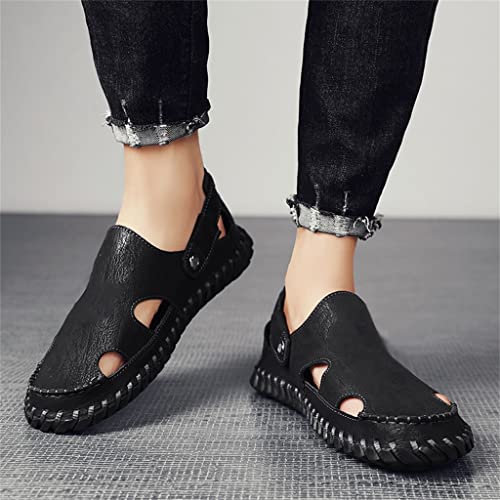 Men's Genuine Leather Sandals Soft Breathable Shoes Beach Sandals Leather Men Sandals(44)2