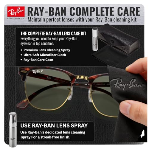 Image of Ray-Ban RB3016 CLUBMASTER CLASSIC Square Shaped Sunglasses for Men & Women with Official RAYBAN Eyewear Kit
