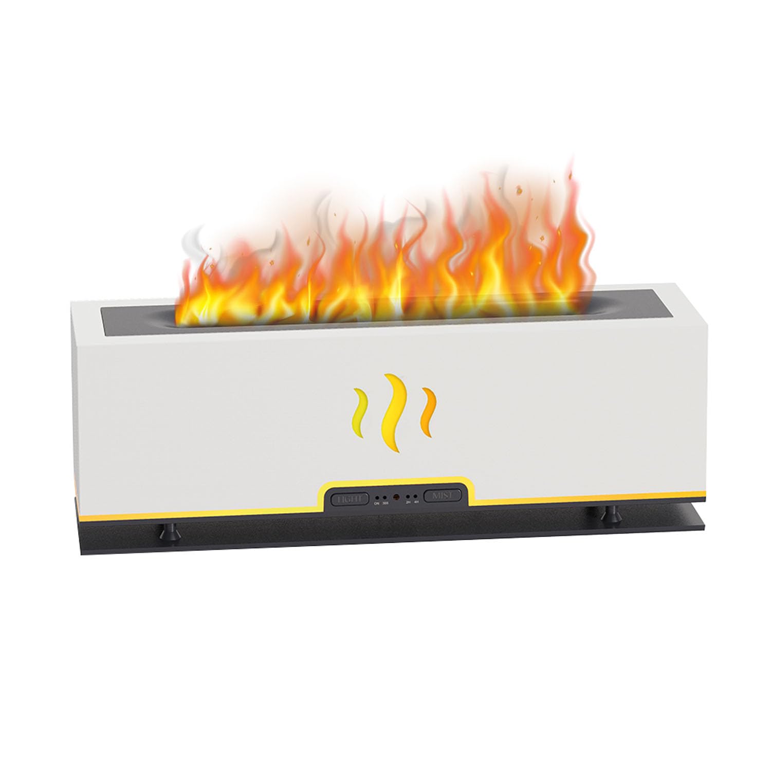 Diffuseur d'huiles essentielles avec télécommande et lumière flamme 3D blanc de 200 ml