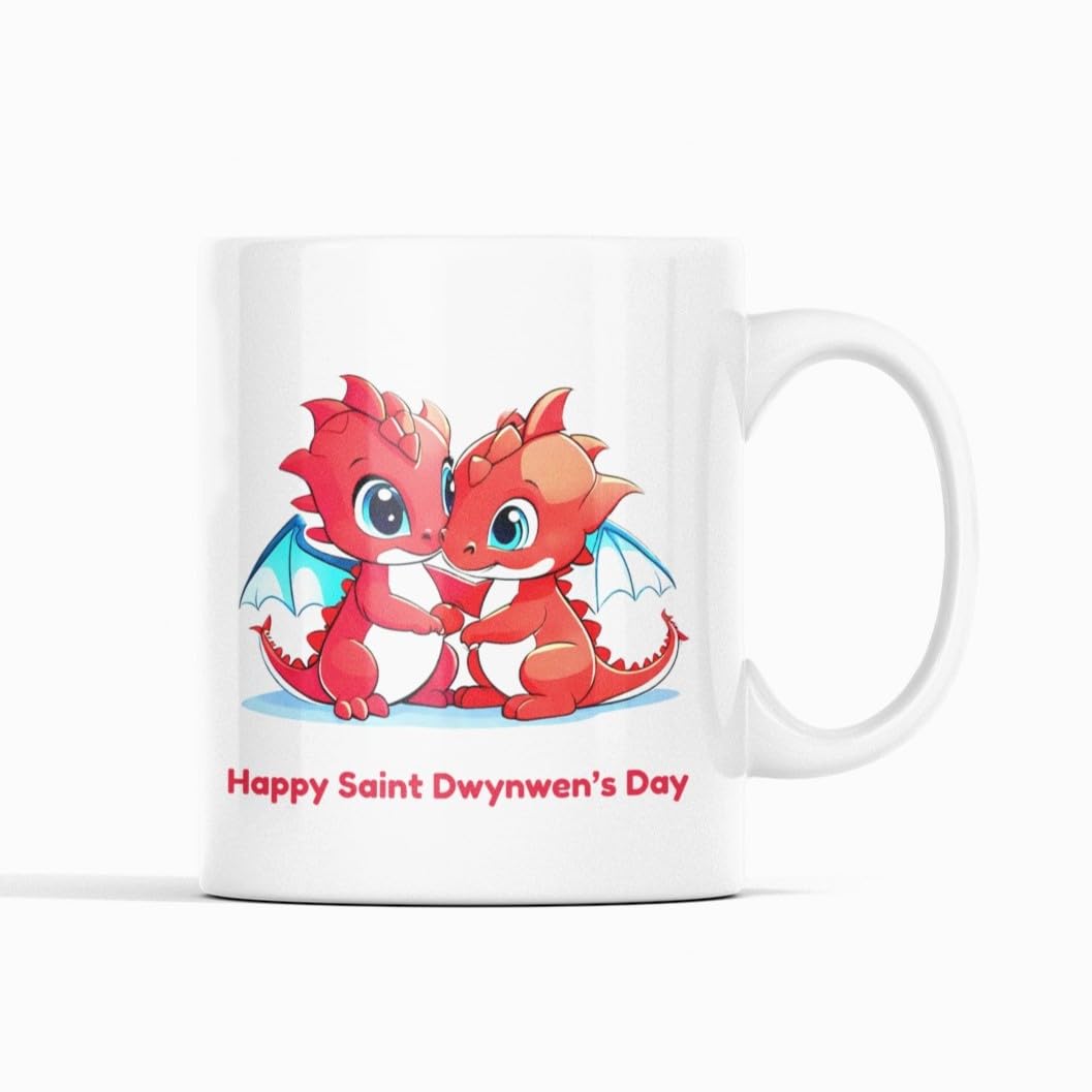Generic Valentine's Day St Dwynwen's Day Two Love Dragons Ceramic Mug, 325 Milliliters