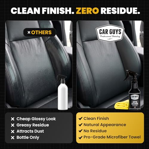 Image of CarGuys Interior Car Cleaner for Tough Stains | Stain Remover for Car Seats, Carpet, Upholstery, & Leather | 18 Oz Kit with Microfiber Towel (Pack of 2)