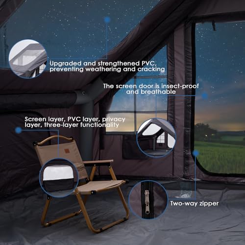 YOYIOTDR Inflatable Camping Tent - Tienda Inflable para Camping 6 Personas Gris miniatura 4