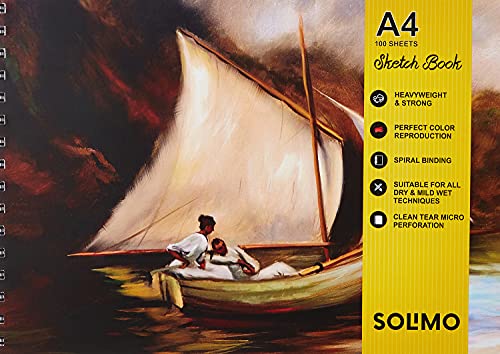 Amazon Brand – Solimo Sketching Book, 100 Sheets, A4 Size