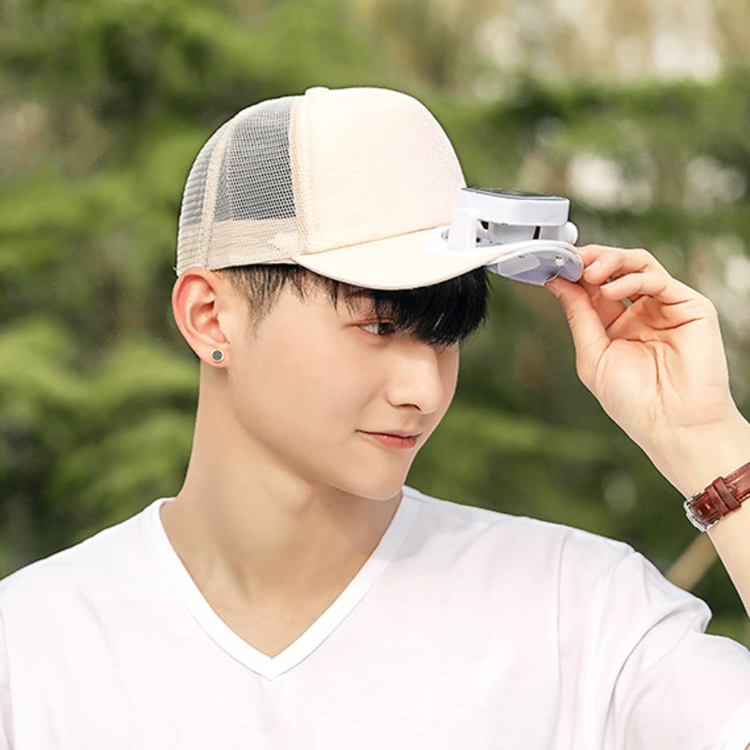 BOTOWI Gorra de béisbol unisex con ventilador solar, protección UV de verano para mujeres/hombres, sombreros de pesca para correr, alimentación solar/carga USB, beige, talla única