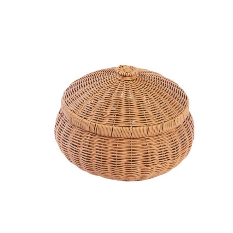 Pumpkin Shape Basket Multi Purpose, Convenient, with Lid Practical Picnic Food Bread Storage Basket for Hotel Offices