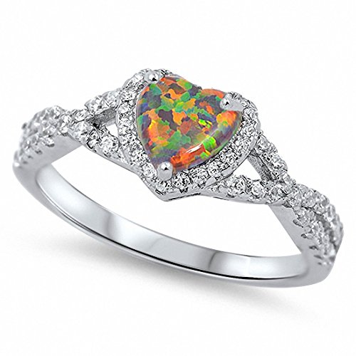 Halo Infinity shank Heart Promise Ring Created Black Opal Simulated Round CZ 925 Sterling Silver,Size-7