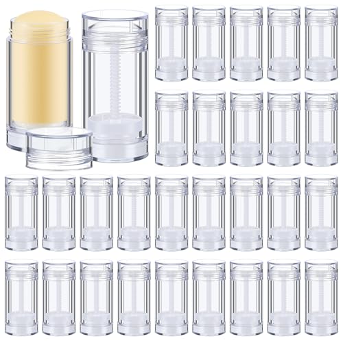 Teenyyou 30 Pcs Empty Deodorant Containers Lip Balm Tubes, 30 ml, Clear