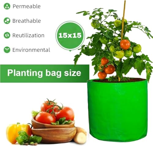 Image of Grow Bags 15x15 inch, Premium HDPE 225 GSM for Terrace Gardening, UV Stabilized Plant Bags for Vegetables and Flowers, 4-6 Years Life (Pack of 7, 15x15)