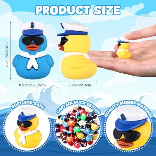 Image of Gejoy 50 Pcs Mini Sailing Rubber Ducks Sailor Captain Figurines Bulk Small Assorted Ships Captain Rubber Ducks for Birthday Gifts Party Exchanging Favors Holiday Decor Hunting