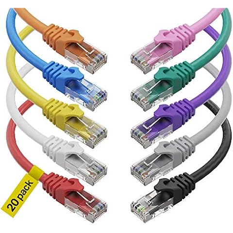 Cat6 Ethernet Cable (1 Feet) LAN, UTP Cat 6 RJ45, Network, Patch, Internet Cable - 20 Pack (1 ft) Cover