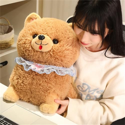 champracer Soft Pomeranian Hund Kuscheltier, süßes weiches Plüsch-Spielzeug,realistisches Pommern Plüsch schönes Tier niedliche und weiche Geschenke Hund,für gemütliches Spielen (25Cm,White)