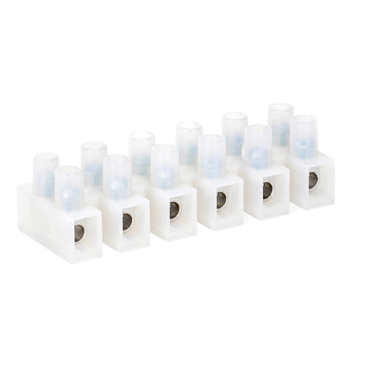 6 pin concave terminal block, white, ideal for electrical connections and DIY projects.