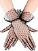 Women Lace Glove Short Lace Glove Floral Courtesy Lace Glove for Wedding Tea 1950's Party Costume Favors (Black 3)