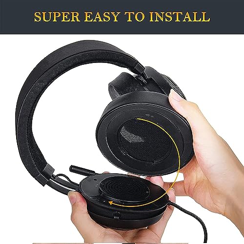 Image of SOULWIT Protein Leather Ear Pads Cushions Replacement, Earpads for Razer Kraken Pro V2, Kraken 7.1 V2, Kraken Stormtrooper Headset-Black