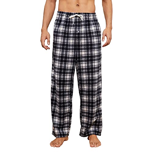 Image of U2SKIIN Mens Fleece Pajama Pants, Warm Plaid Lounge Pj Bottoms