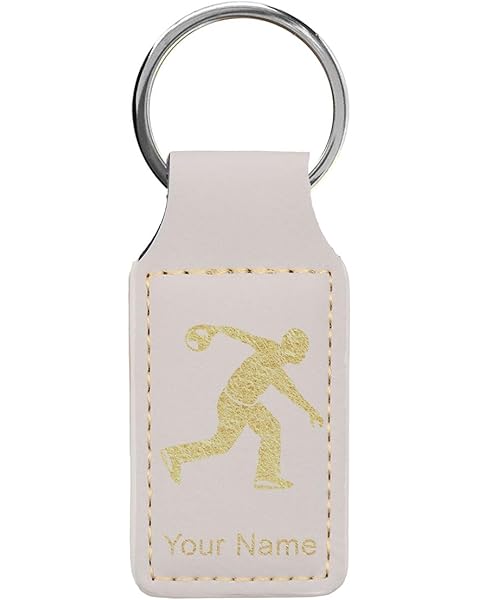 LaserGram Rectangle Keychain, Bowler Bowling, Personalized Engraving Included
