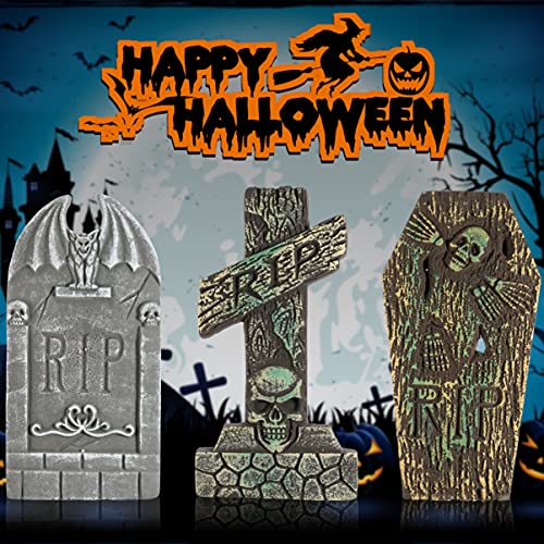 ABOOFAN 6 peças, decoração e acessórios de tombstone de Halloween e casa assombrada reutilizáveis