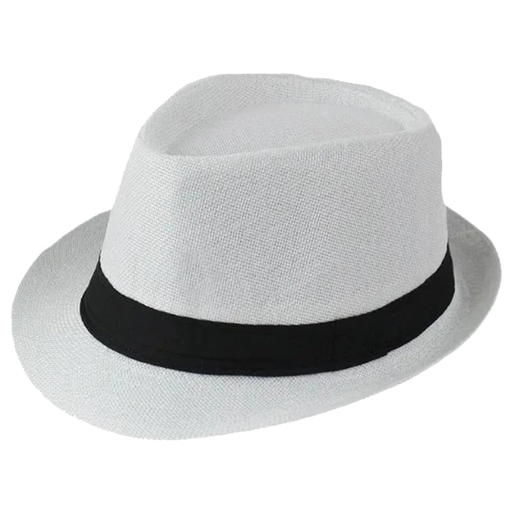Sombreros Panamá de ala Corta, Sombreros Fedora Unisex para la Playa, Ideales para Fiestas, Disfraces y Bodas.