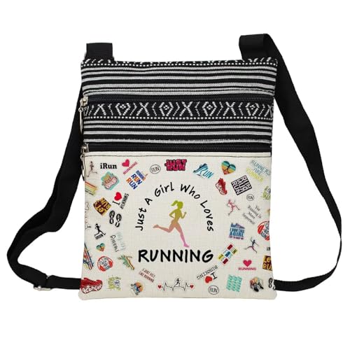 Just Love Running Messenger Bag Small Ethnic Pattern Printed Adjustable Strap Crossbody Zipper Bag Phone Bag Wallet Cute Shoulder Handbag for Golf Lovers Fans Women