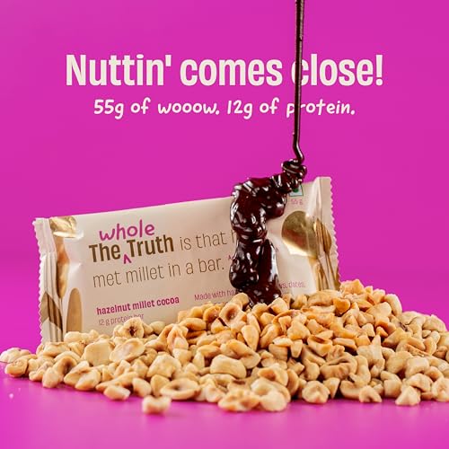Image of The Whole Truth - Super Crunchy Hazelnut Millet Cocoa Protein Bar 12G | Pack of 5 x 55g | Cleanest Dessert Ever | Real Hazelnuts | Anytime Indulgence