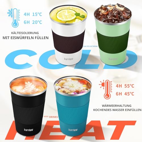 KETIEE Thermobecher Kaffeebecher to Go 13oz/380ml Edelstahl Kaffee-to-go Becher Thermo, Vakuum auslaufsicher Isolierbecher mit Deckel, Autobecher doppelwandig isoliert coffee-to-go becher, Schwarz – Bild 5