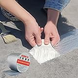 TINYMATCH 水漏れ防止テープ 10cm*10m 屋外 防水用ブチルテープ 耐熱耐低温 高粘着性多用途強力 防水 テープ コンクリート 屋根 壁 耐水雨漏り補修テープ 修理の亀裂 トラックひび割れ補修 パイプ ホース 水道管水漏れ補修テープ 金属防水アルミテープ ガレージ防水 ビニール プール セメント ガラス 窓 鉄 船 テープ防水 幅10cm×長さ10m