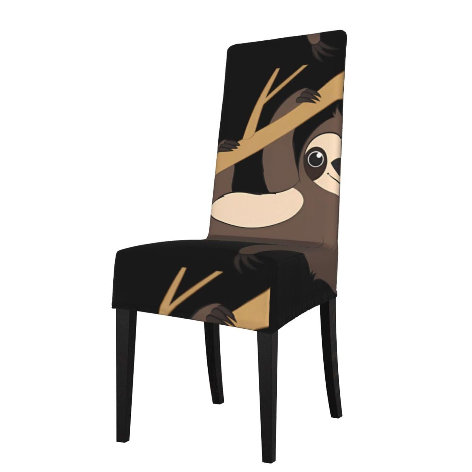 Yyhwhjde Black Sloth Prints Dining Chair Throw Covers - Stretchable Spandex Slipcovers For Chair Protection & Refreshing Your Dining Room