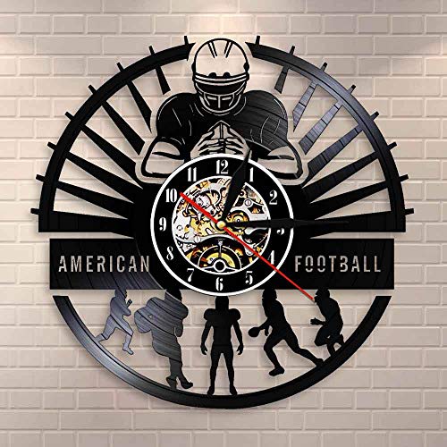 LED-American Football Wanduhr Sport Umkleideraum Wanddekoration modernes Design Fußball Vinyl Schallplatte Wanduhr Fußball Fan Geschenk