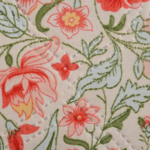 Image of IVAZA Luxury Ultrasonic Punch AC Comforter Blanket - Quilted Microfiber Floral Pattern, Lightweight Breathable All‑Season Blanket for Bedroom, Travel (Single Bed,228x152 CM) Rose Beige