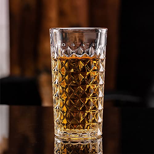 Image of bellemax 300 ML Premium Juice Glasses Drinking Glasses,Highball Lead-Free Glasses,Tumblers for Water,Juice,Beer,Cocktail and Mixed Drinks - 6 Pieces,Transparent (BM-07)