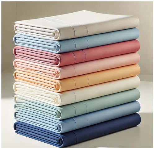 Lot de 6 Draps-Housses 160x200 cm –Polycoton 57 Fils – Bonnet 25 cm – Doux, Résistants et Confortables pour Lit Double Repassage Facile
