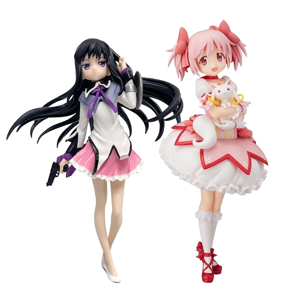 Zhongkaihua Kaname Madoka Action Figure Akemi Homura 2pcs Anime Figures Model Figurine Kyuubey Kaname Madoka Statue PVC 16/17CM Decorations Collectibles Ornaments