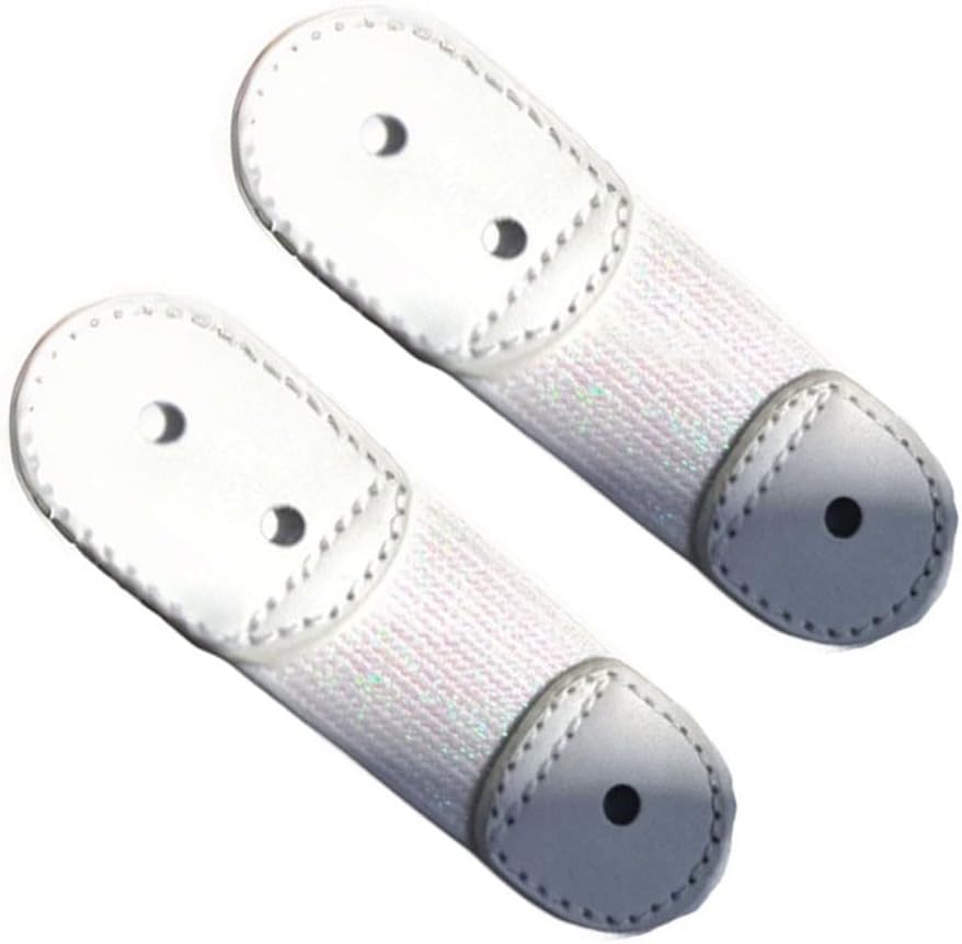 Sawhamale Figure Skates Lace Strap Set – Elastic Boot Lacing Protector for Ice Skating, 2-Pack Black/White, 10 × 3.5 cm, Leather + Latex Yarn, Non-Slip & Snag-Resistant f(white)