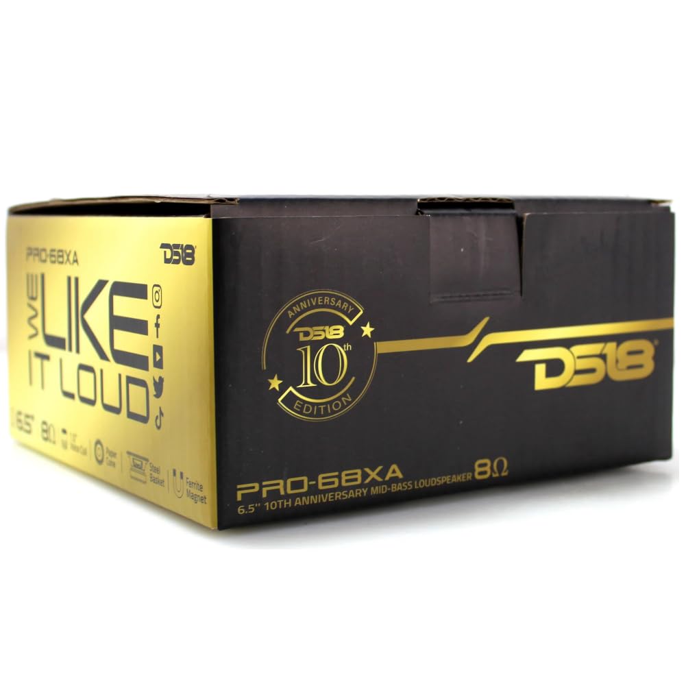 Set pour DS 18 PRO-68XA 1 Enceinte médium Grave, édition 10ème Anniversaire, 16,5 cm 165 mm 6.5", 250 Watt rms 500 Watt Max, 8 ohm, 96 DB, pour la Maison, 1 pièce + Montage faston