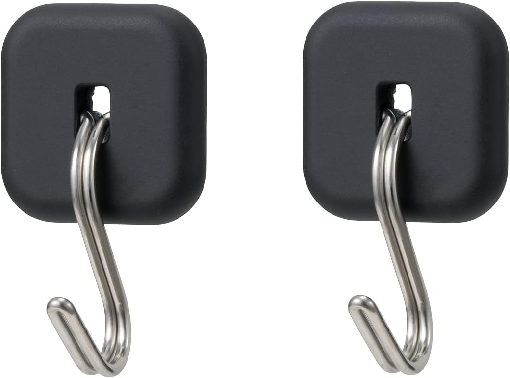 LEC Strong Neodymium Magnetic Hang Hook, Pack of 2, Load Capacity 4.4 lbs (2 kg) (Maximum Holding Load), Black