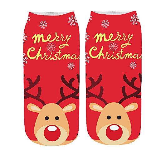 Preisvergleich Produktbild INLLADDY Weihnachtssocken Damen Kuschelsocken 3D Drucken Funny Weihnachten Socken Lustige Winter Warme Socken Christmas H 20-22cm