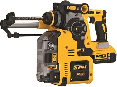 Miniatura 8 de DEWALT Martillo giratorio 20V MAX XR, SDS Plus, en forma de L, extractor de polvo a bordo, 1 pulgada (DCH273P2DHO)