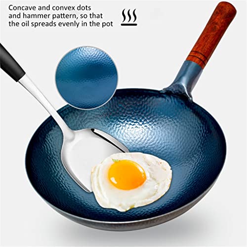 Wok tradicional chino de hierro fundido con mango de madera miniatura 5