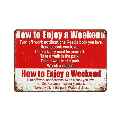 Vintage Weekend Enjoyment Guide Metal Tin Sign 8x12 Inch Retro
