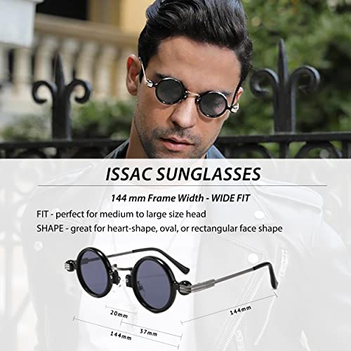 Technigadgets Isaac Steampunk Small Round Sunglasses Retro Vintage Eyewear Men Women Circle Lens Metal Frame UV4004