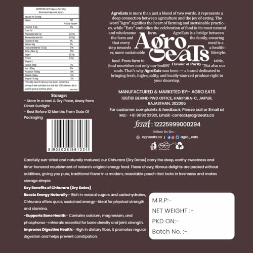 Image of AGROEATS DRY DATE CHHUARA - 250g Pack | Sukha Khajur | Kharek | Dry Fruit | Healthy & Nutritious Snack | Rich in Fiber & Energy