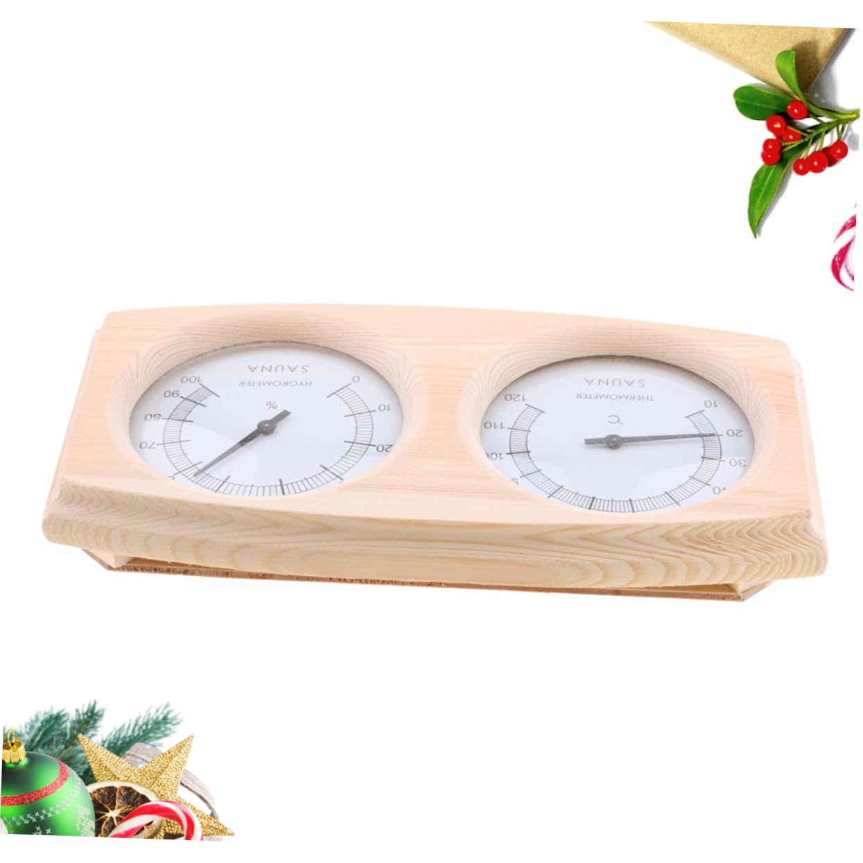 Toyvian Wooden Hygrothermograph for Sauna Thermometer Humidity Temperature Read Pointer