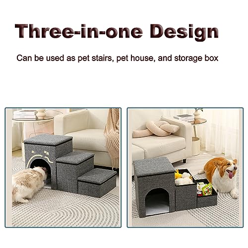 Escaleras para perros pequeños con base antideslizante sofá cama gris 4